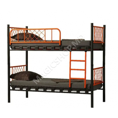 Pat 2 nivele METIS 90x200 negru cu portocaliu